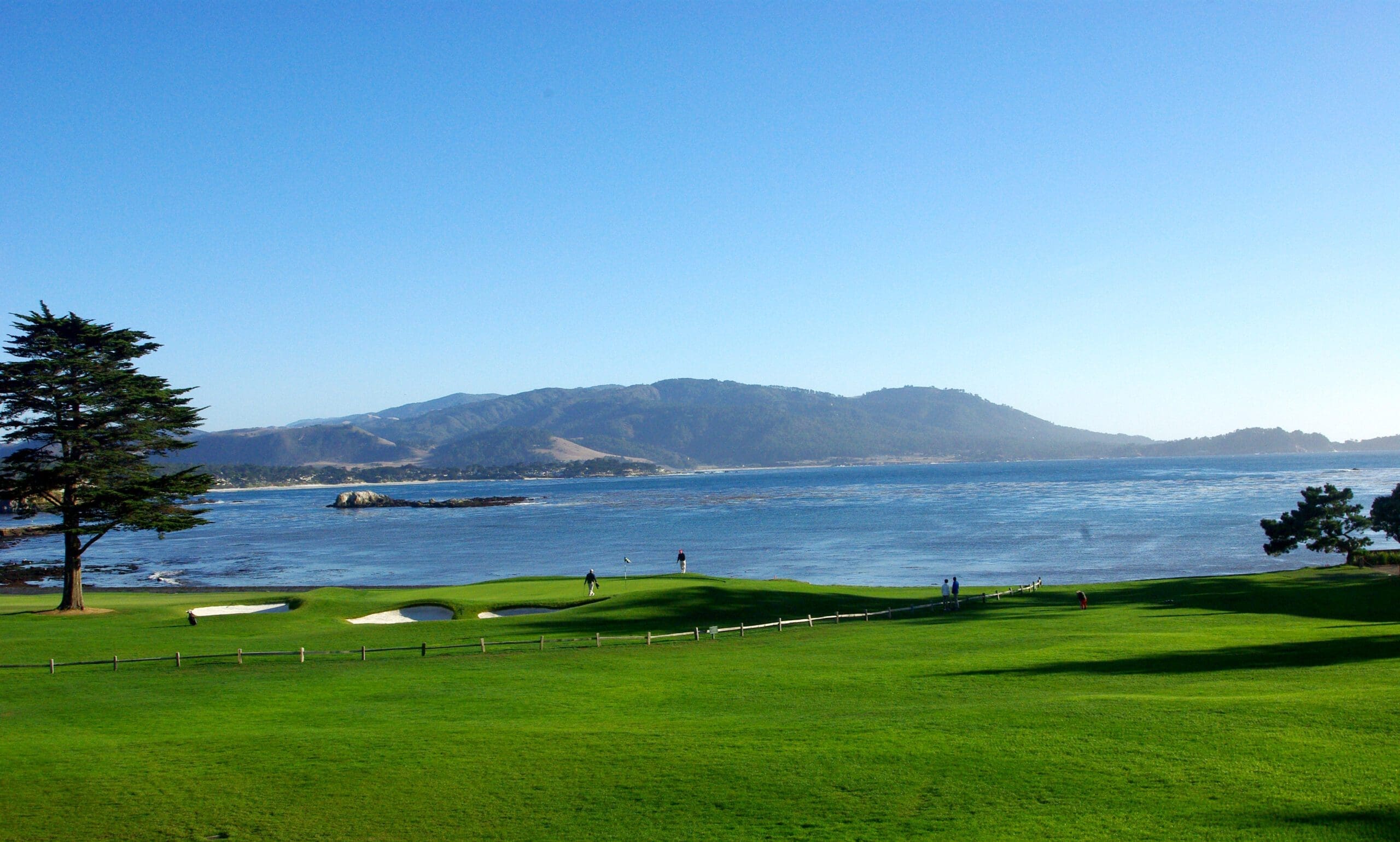 Golf course near lake