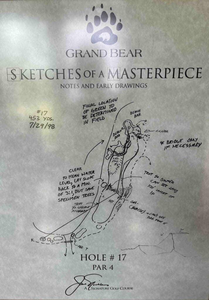 Grand bear golf design sketch of the 17th 